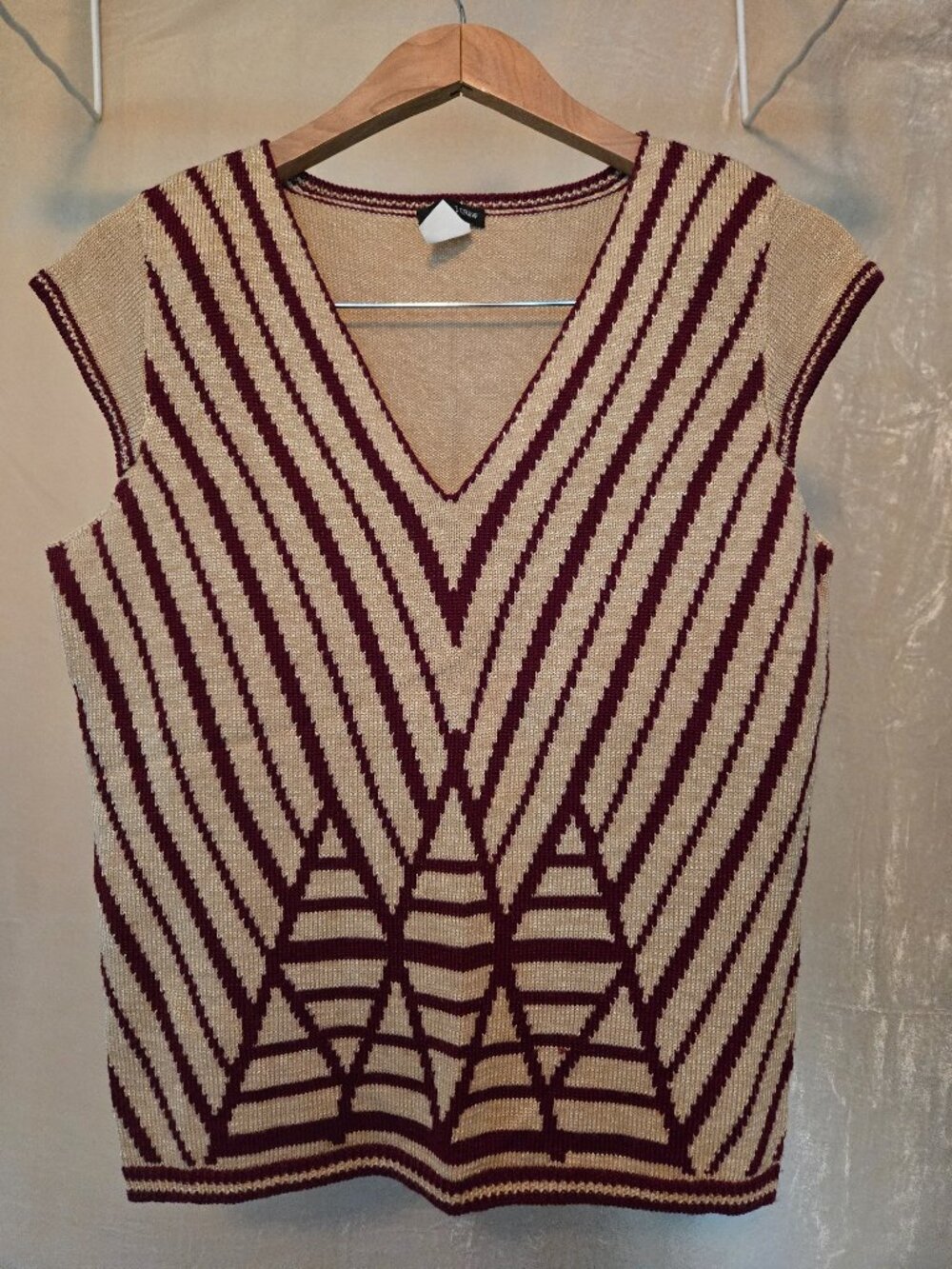 J.Crew Merino Wool Blend Geometric Knit Top – Short Sleeve bold cozy luxe L